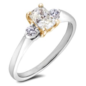 0.71 Carat Canadian Diamond Trilogy Ring in 14K White and Yellow Gold