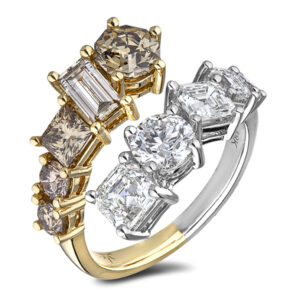 Polar Bear Canadian and De Beers Forevermark Diamond Mosaic Crossover Ring in 18K Gold