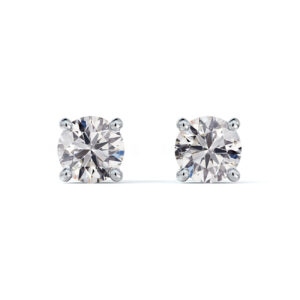 Classic De Beers Forevermark Diamond Solitaire Stud Earrings in 18K White Gold | 1.60 Carat TW