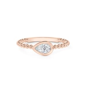 De Beers Forevermark Tribute™ Collection Diamond Pear East-West Oval Beaded Ring in 18K Rose Gold