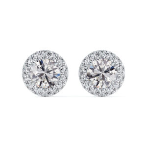 De Beers Forevermark Classic Halo Diamond Stud Earrings in 14K White Gold 1.40 Carat TW