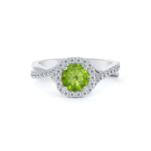 Peridot and De Beers Forevermark Diamond Split Ring in 14K White Gold
