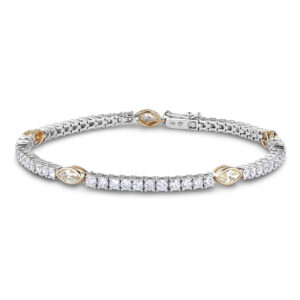 Fancy Yellow Diamond Accent Tennis Bracelet in 14K White and Yellow Gold