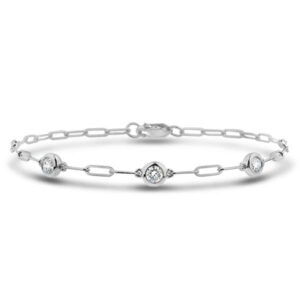 Bezel Set 3 Stone De Beers Forevermark Diamond Bracelet in 18K White Gold