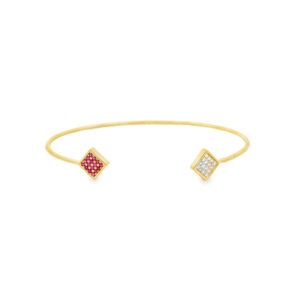 Ruby and Canadian Diamond Open Flex Bracelet in Yellow