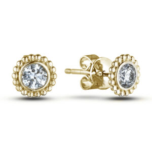 De Beers Forevermark Diamond Flower Bezel Set Stud Earrings in 14K Yellow Gold