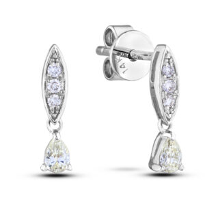 0.16 Carat TW Diamond Dangle Earrings in 14K White Gold