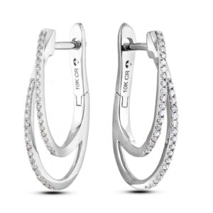 Canadian Diamond Twin Hoop Earrings in White Gold