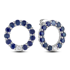De Beers Forevermark Diamond and Sapphire Circle Stud Earrings in 18K White Gold