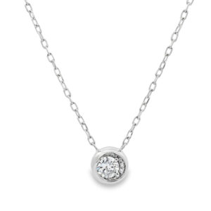 Canadian Diamond Bezel Set Pendant in White Gold