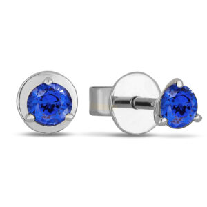 Dainty Sapphire Stud Earrings in 14K White Gold