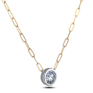 De Beers Forevermark Diamond Bezel Set Paperclip Necklace in 18K Gold