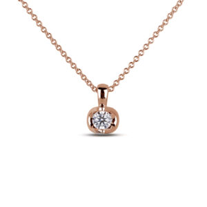 Canadian Diamond Tension Set Solitaire Pendant in 14K Rose Gold