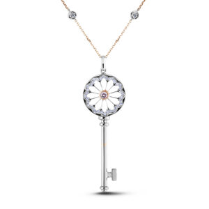 GIA Fancy Pink Diamond and De Beers Forevermark Diamond Key Pendant In 18K Gold