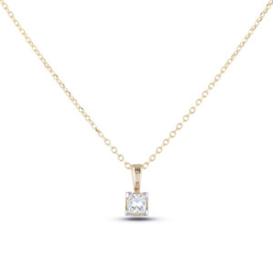 0.41 Ct Princess Cut Canadian Diamond Solitaire Pendant in 14K Yellow Gold