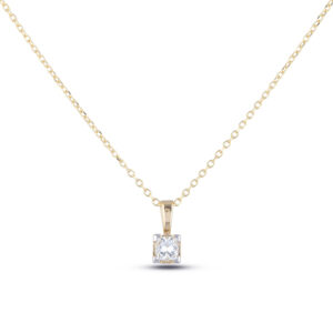 Canadian Diamond Princess Cut Solitaire Pendant in 14K Yellow Gold