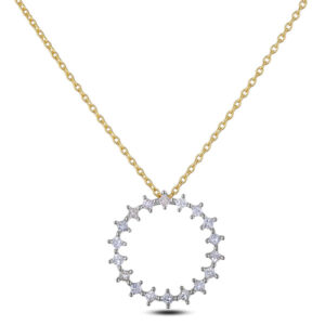 Canadian Diamond Starburst Circle Necklace in Yellow and White Gold