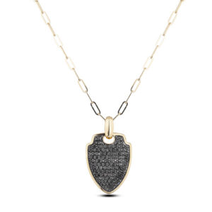 Black Diamond Men's Crest Pendant in 18K Yellow Gold