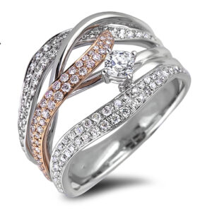 De Beers Forevermark Diamond and Pink Sapphire Wave Cocktail Ring in 18K Gold