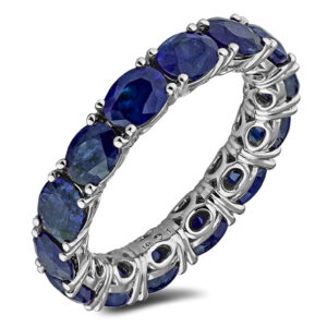 Oval Sapphire Eternity Ring in 14K White Gold