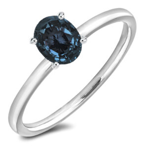 Australian Sapphire Solitaire Ring in 14K White Gold