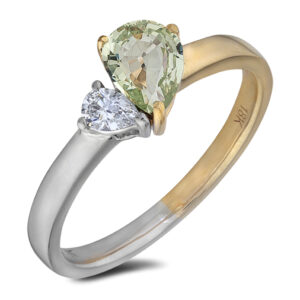De Beers Forevermark Diamond and Unheated Light Green Sapphire Ring in 18K Gold