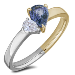De Beers Forevermark Diamond and Non Heated Sapphire in 18K White and Yellow Gold