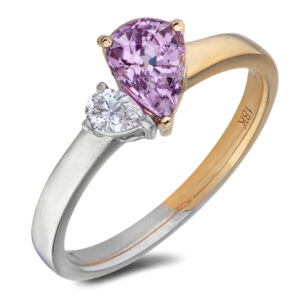 Non Heated Ceylon Purple Sapphire and De Beers Forevermark Diamond Ring in 18K Gold