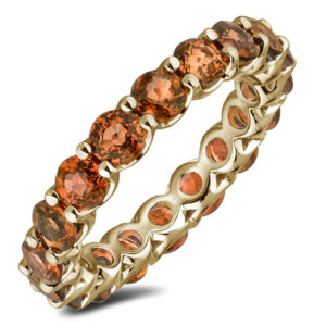 Padparadscha Color Orange Sapphire Eternity Ring in 18K Yellow Gold
