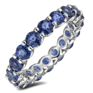 Ceylon Sapphire Eternity Ring in 18K White Gold