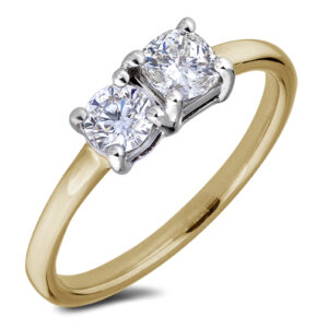 Ideal Square Cut De Beers Forevermark Diamond You and Me Ring in 18K Gold