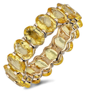 Ceylon Yellow Sapphire Eternity Anniversary Ring in 14K Yellow Gold