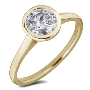 Bezel Set Canadian Diamond Solitaire Engagement Ring in 14K Yellow Gold