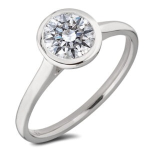 De Beers Forevermark Diamond Solitaire Bezel Set Engagement Ring in Platinum | 0.57 Carat TW