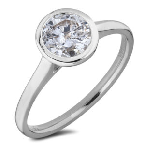 Bezel Set Canadian Diamond Solitaire Engagement Ring in White Gold