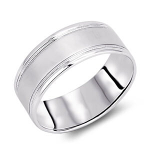 His & Her's 8MM Inlay Wedding Band Ring in 10K, 14K, and 18K Gold