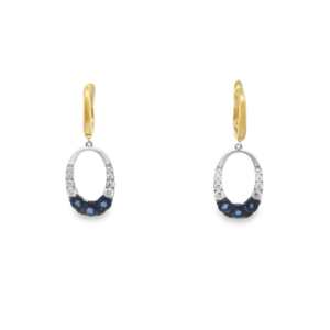 Sapphire and Canadian Diamond Dangle Earrings in Yellow and White Gold