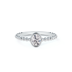 De Beers Forevermark Diamond Tribute™ Collection Oval Beaded Ring in 18K White Gold