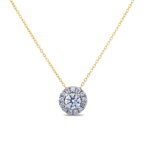 De Beers Forevermark Diamond Halo Necklace in 18K Yellow And White Gold